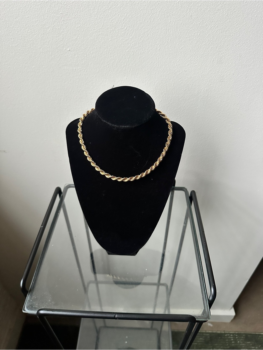 Gold Tone Rope Chain Necklace Twisted Chunky Statement Vintage Style Jewelry